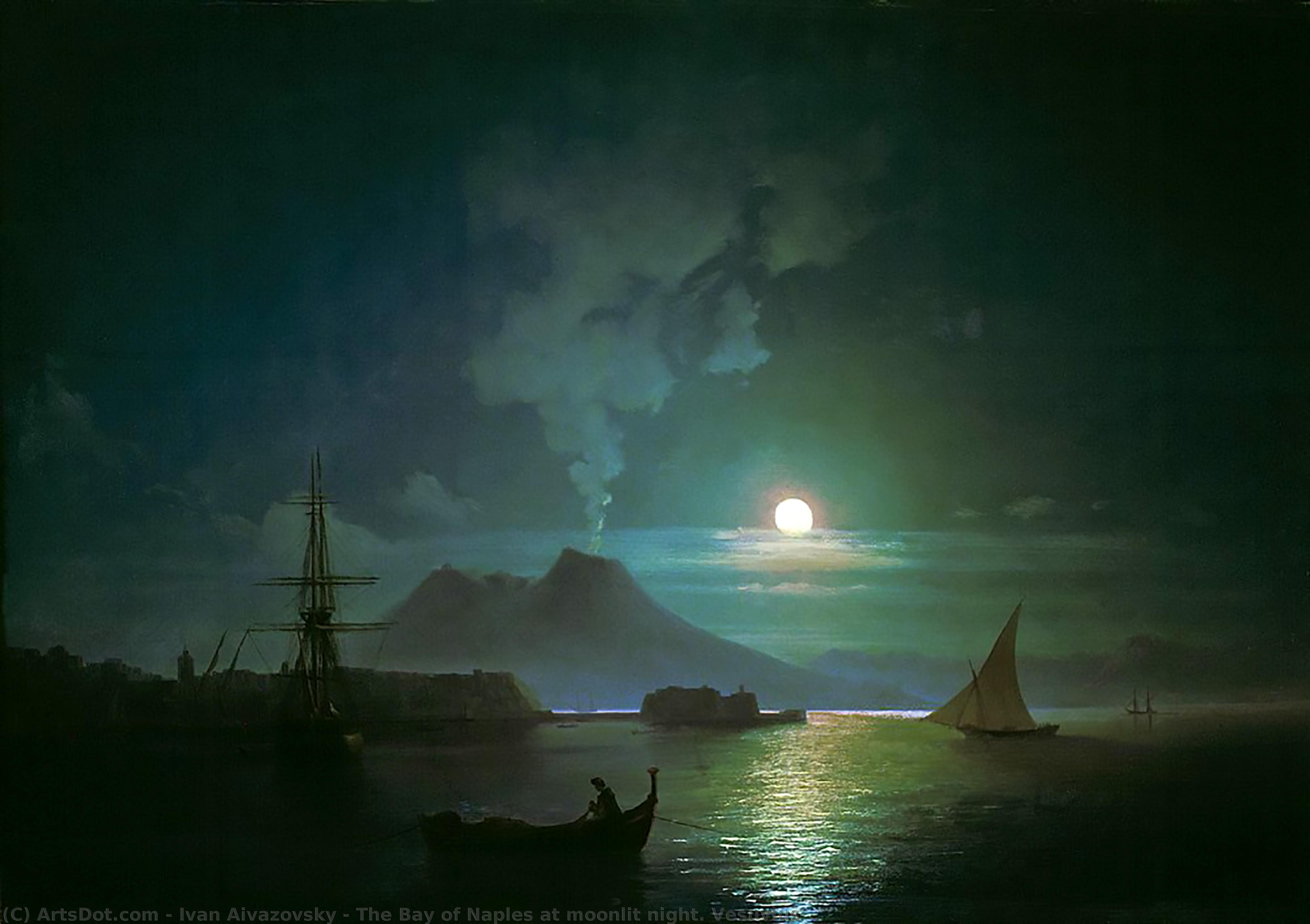 Wikioo.org - The Encyclopedia of Fine Arts - Painting, Artwork by Ivan Aivazovsky - The Bay of Naples at moonlit night. Vesuvius
