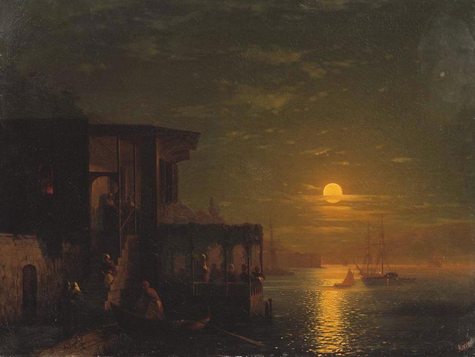 Wikioo.org - The Encyclopedia of Fine Arts - Painting, Artwork by Ivan Aivazovsky - Lunar night at the sea