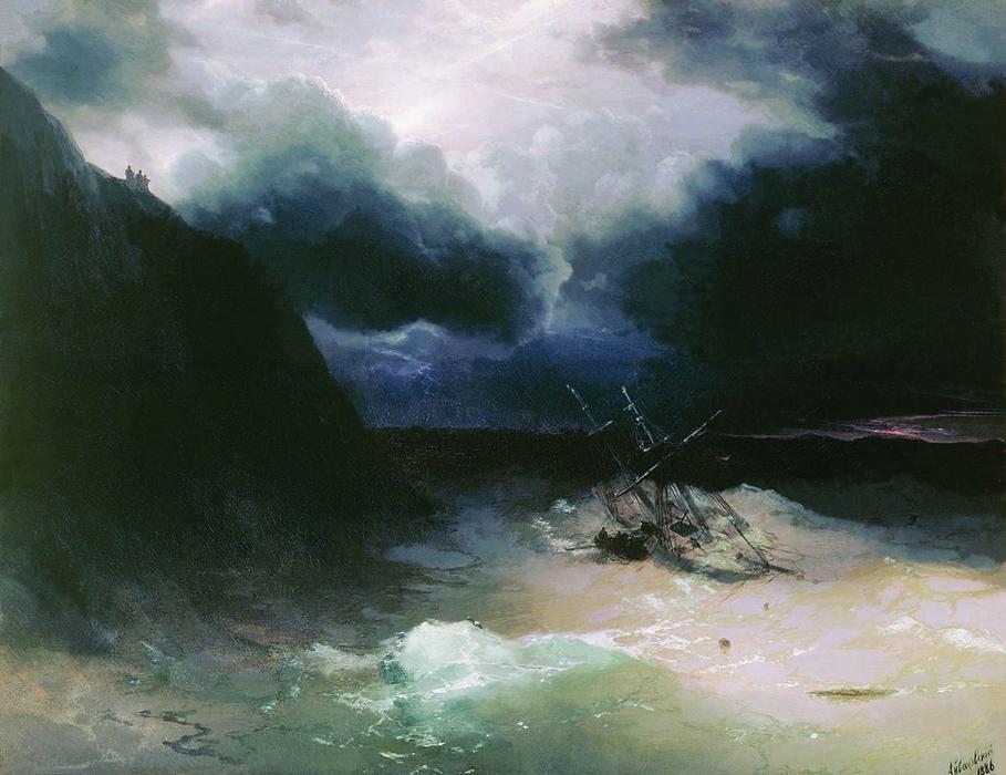 Wikioo.org - The Encyclopedia of Fine Arts - Painting, Artwork by Ivan Aivazovsky - Sailing in a storm