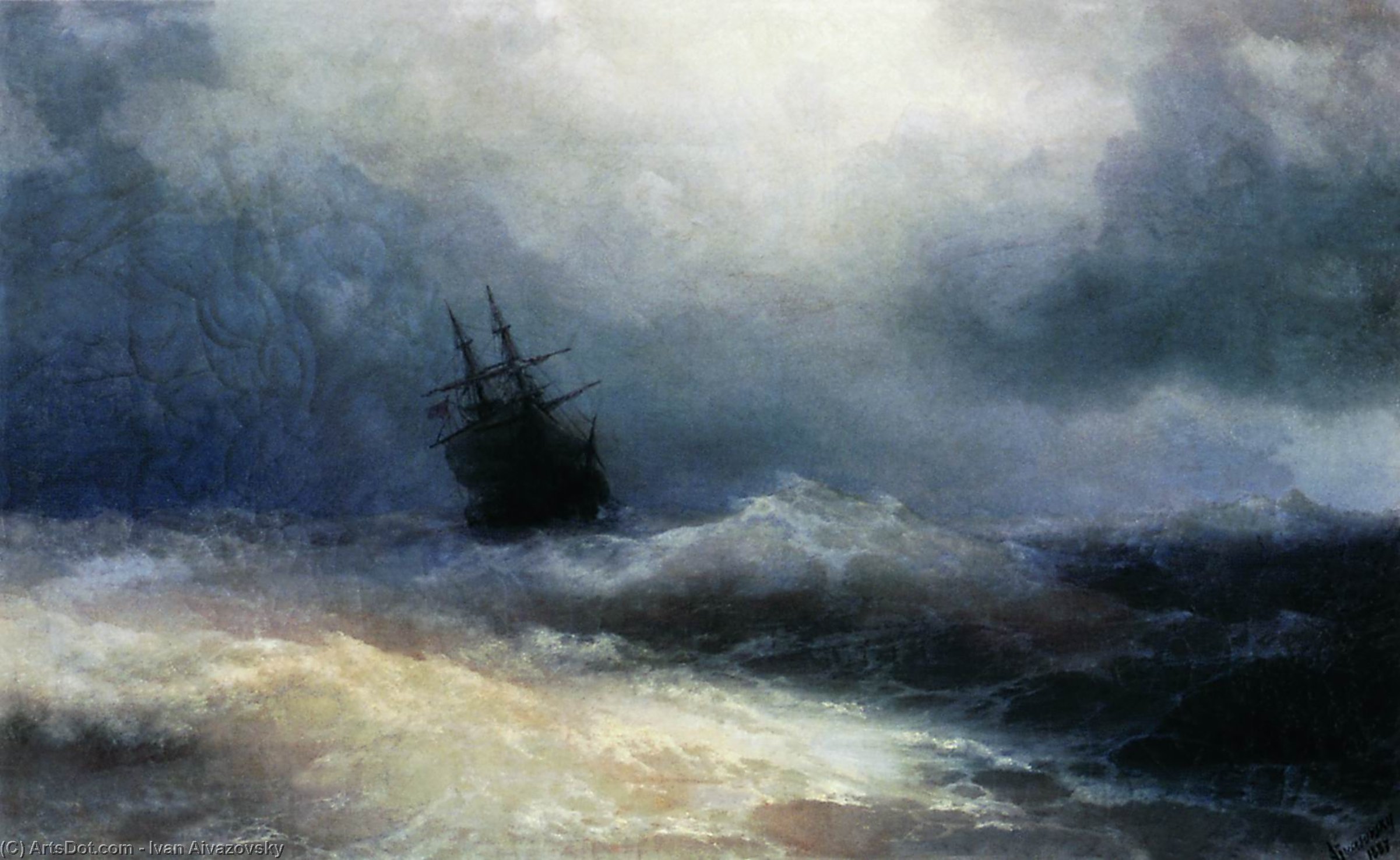 Wikioo.org - The Encyclopedia of Fine Arts - Painting, Artwork by Ivan Aivazovsky - Ship in a storm