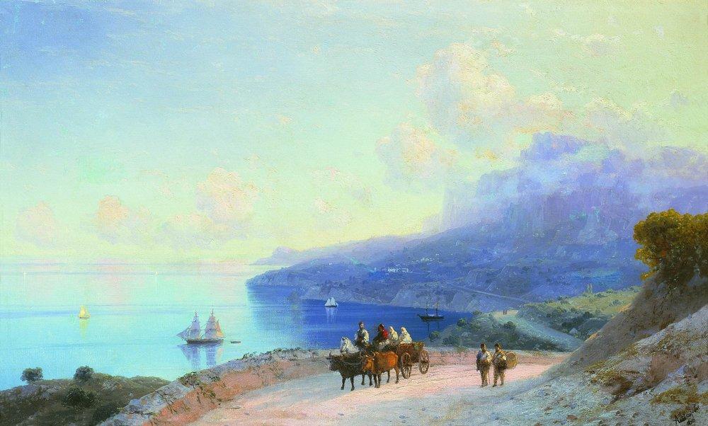 Wikioo.org - The Encyclopedia of Fine Arts - Painting, Artwork by Ivan Aivazovsky - Sea coast. Crimean coast near Ai-Petri
