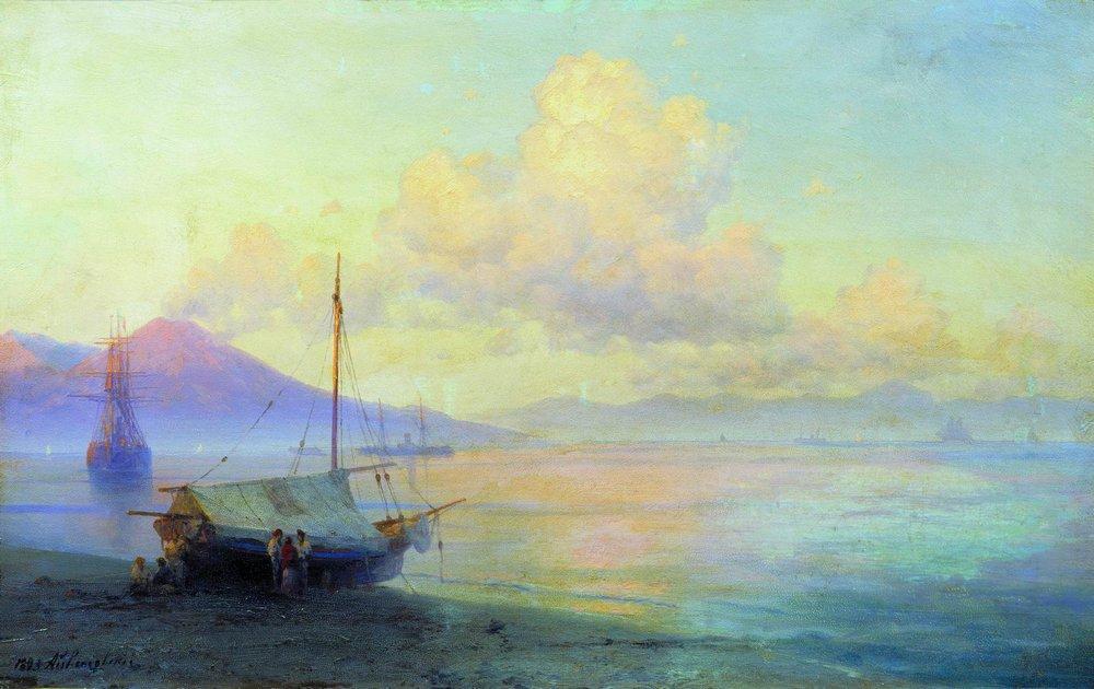 WikiOO.org – 美術百科全書 - 繪畫，作品 Ivan Aivazovsky - 海湾 的  那不勒斯  在  的  上午