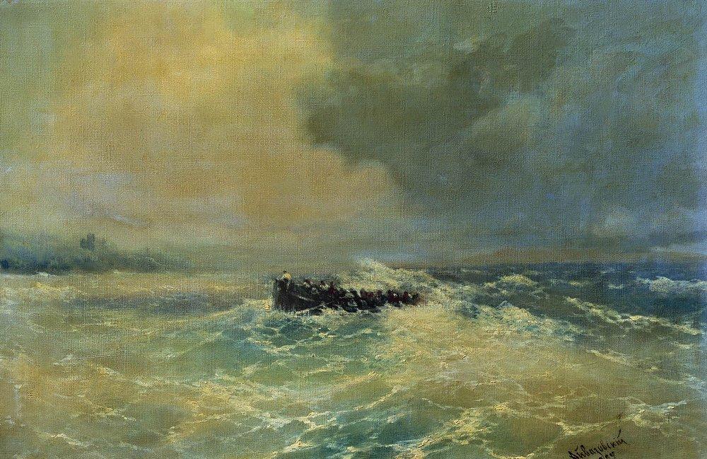 Wikioo.org - The Encyclopedia of Fine Arts - Painting, Artwork by Ivan Aivazovsky - Boat at sea