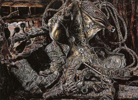 Wikioo.org - The Encyclopedia of Fine Arts - Painting, Artwork by Ivan Albright - THE WILD BUNCH (HOLE IN THE WALL GANG)