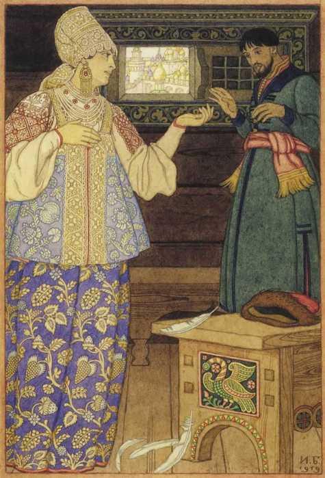 Wikioo.org - The Encyclopedia of Fine Arts - Painting, Artwork by Ivan Yakovlevich Bilibin - Andrew-shooter and Strelchiha