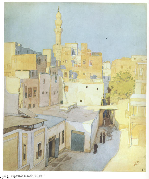 WikiOO.org - Енциклопедия за изящни изкуства - Живопис, Произведения на изкуството Ivan Yakovlevich Bilibin - A street in Cairo