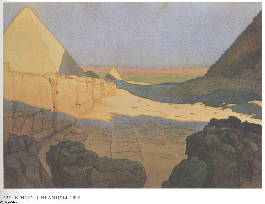 Wikioo.org - The Encyclopedia of Fine Arts - Painting, Artwork by Ivan Yakovlevich Bilibin - Egypt. Pyramids