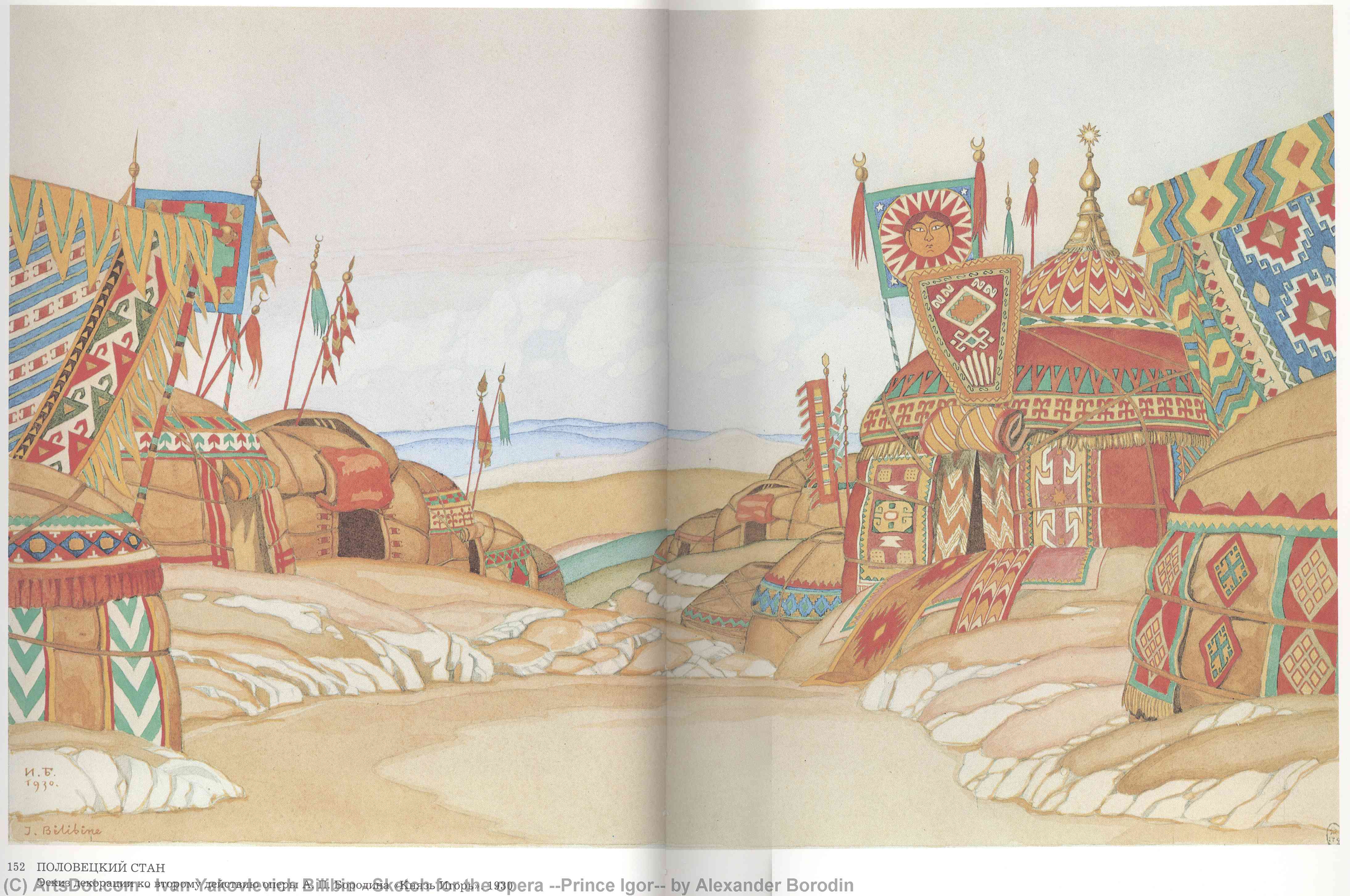 WikiOO.org - Güzel Sanatlar Ansiklopedisi - Resim, Resimler Ivan Yakovlevich Bilibin - Sketch for the opera ''Prince Igor'' by Alexander Borodin