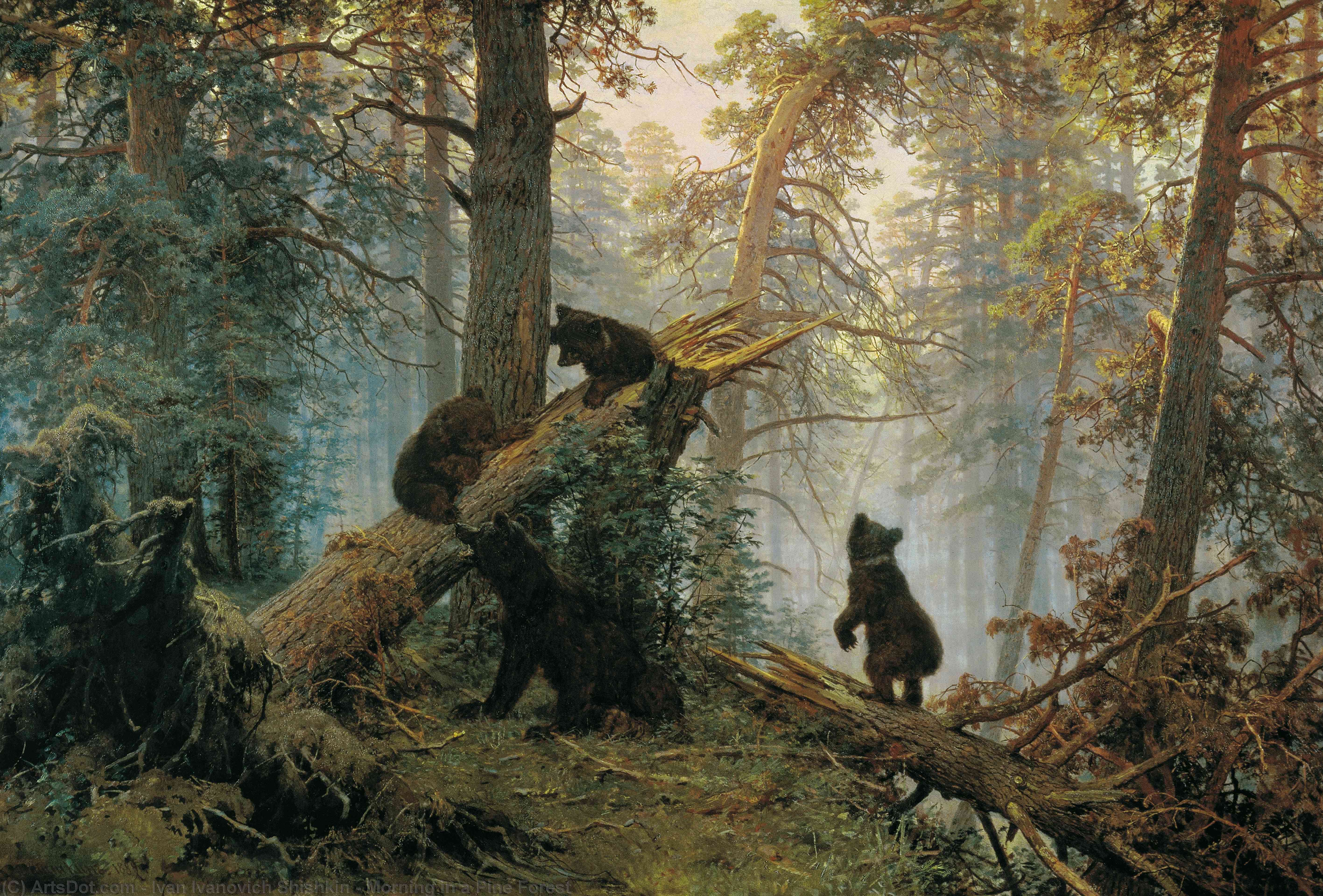 WikiOO.org - Encyclopedia of Fine Arts - Schilderen, Artwork Ivan Ivanovich Shishkin - Morning in a Pine Forest