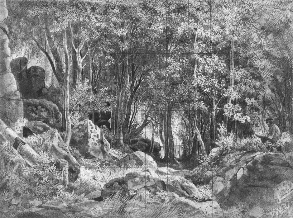 WikiOO.org - Encyclopedia of Fine Arts - Maľba, Artwork Ivan Ivanovich Shishkin - Valaam. Forest on the rocks