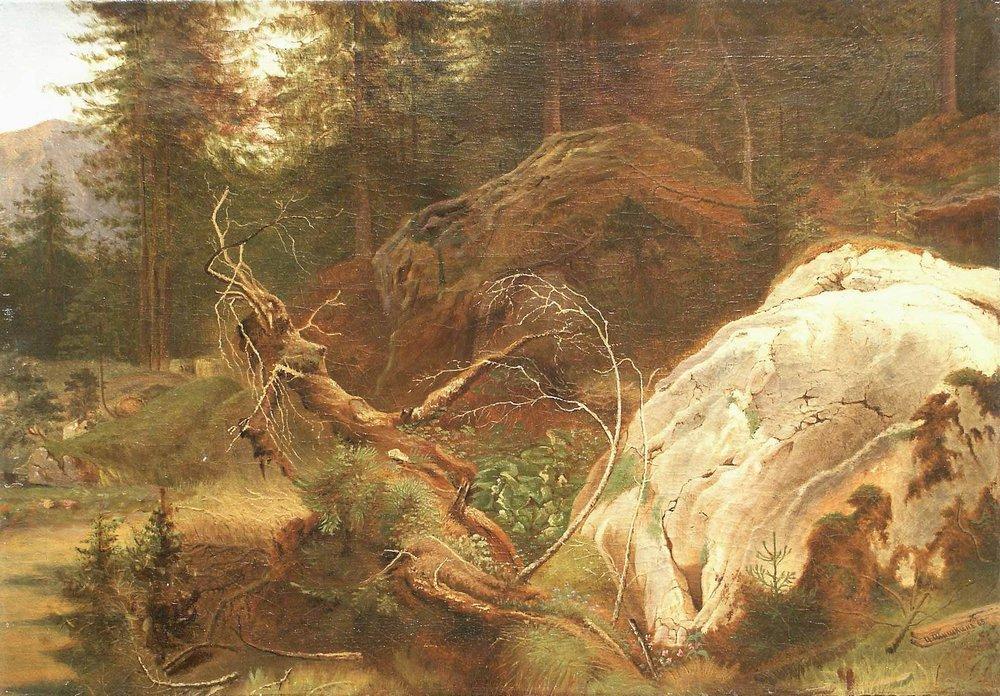 WikiOO.org - Encyclopedia of Fine Arts - Schilderen, Artwork Ivan Ivanovich Shishkin - Stones in the a forest