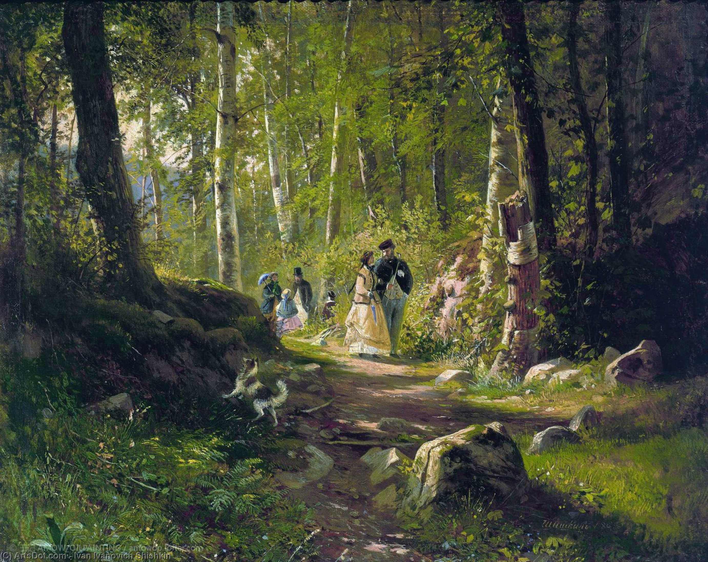 Wikioo.org - The Encyclopedia of Fine Arts - Painting, Artwork by Ivan Ivanovich Shishkin - A Walk in the Forest