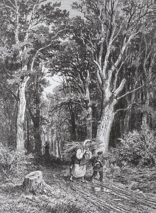 Wikioo.org - The Encyclopedia of Fine Arts - Painting, Artwork by Ivan Ivanovich Shishkin - The road in forest