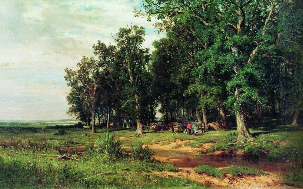 Wikioo.org - The Encyclopedia of Fine Arts - Painting, Artwork by Ivan Ivanovich Shishkin - Mowing in the oak grove
