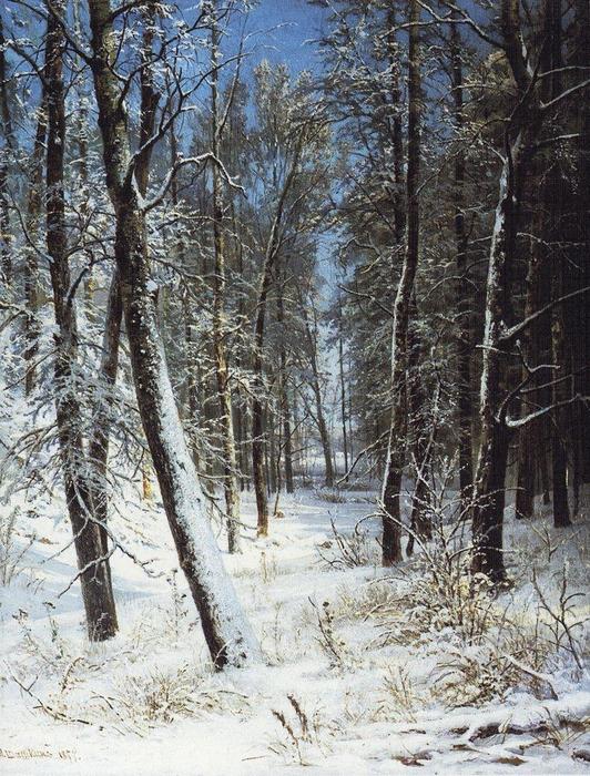 Wikioo.org - The Encyclopedia of Fine Arts - Painting, Artwork by Ivan Ivanovich Shishkin - Winter in a forest (Rime)
