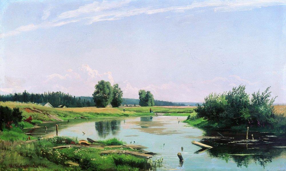 Wikioo.org - The Encyclopedia of Fine Arts - Painting, Artwork by Ivan Ivanovich Shishkin - Landscape with lake