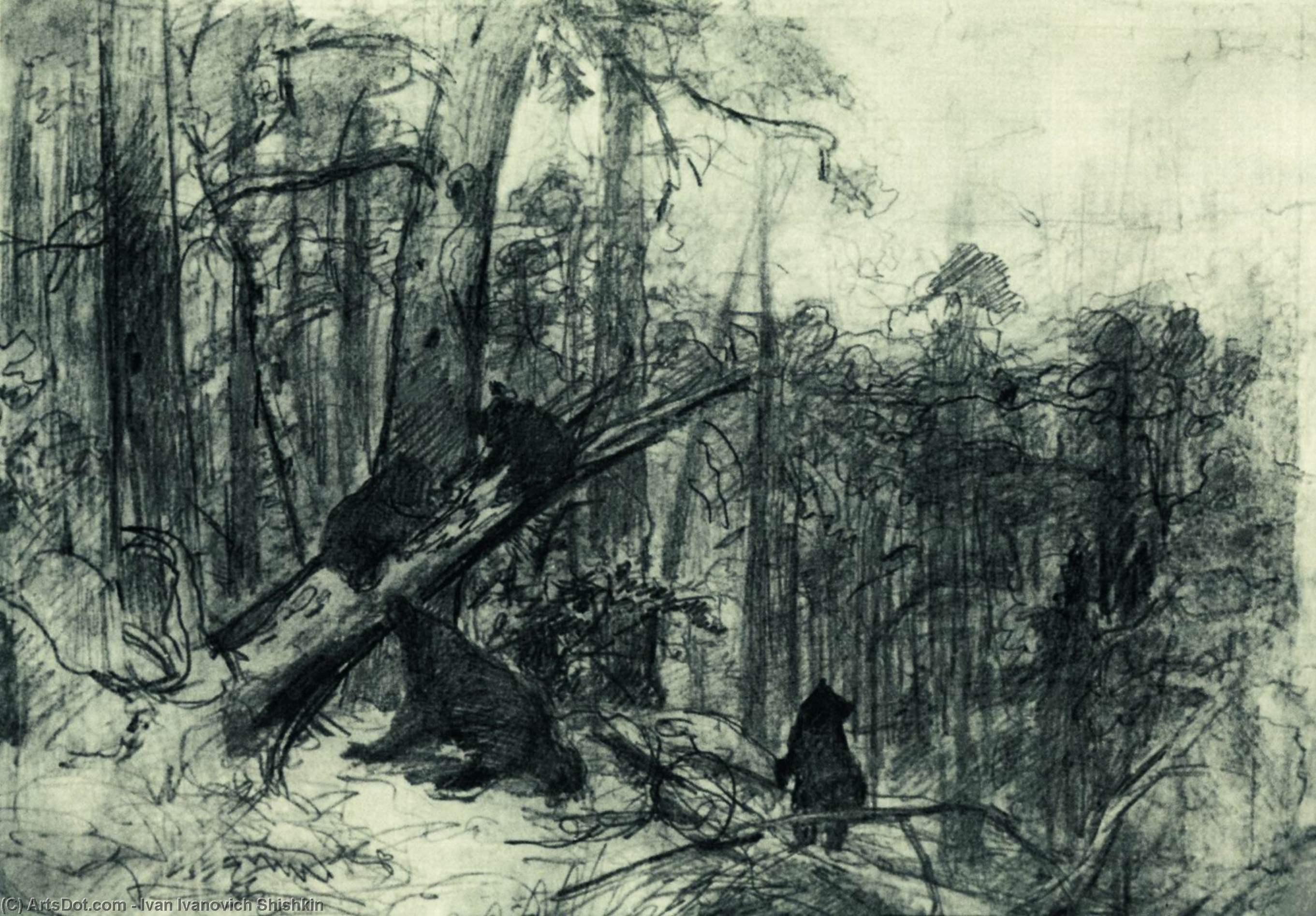 Wikioo.org – La Enciclopedia de las Bellas Artes - Pintura, Obras de arte de Ivan Ivanovich Shishkin - mañana en un bosque de pinos
