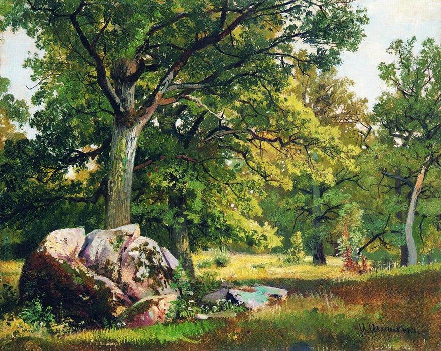 WikiOO.org - Encyclopedia of Fine Arts - Schilderen, Artwork Ivan Ivanovich Shishkin - Sunny day in the woods. Oaks