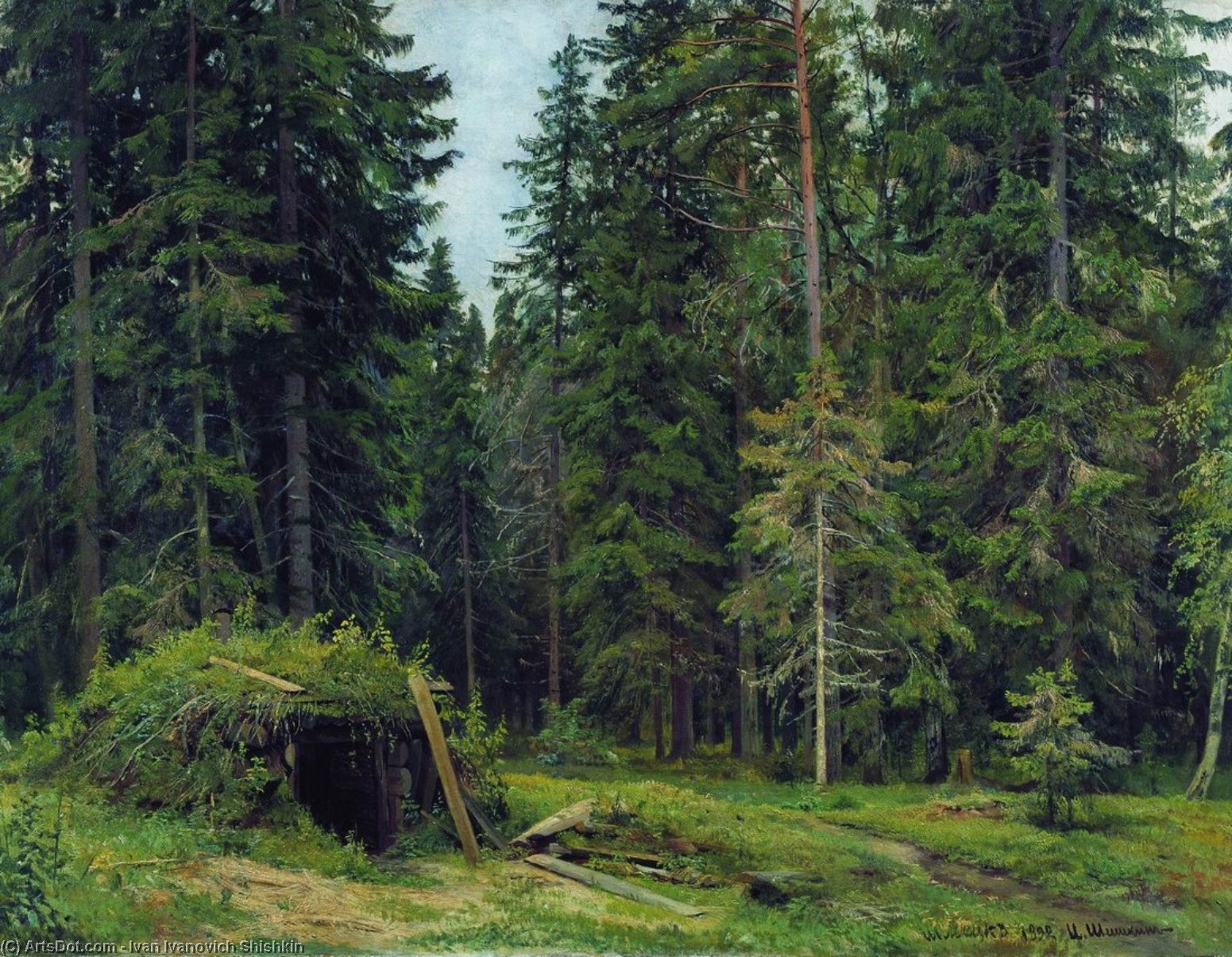 Wikioo.org - The Encyclopedia of Fine Arts - Painting, Artwork by Ivan Ivanovich Shishkin - Forest hut