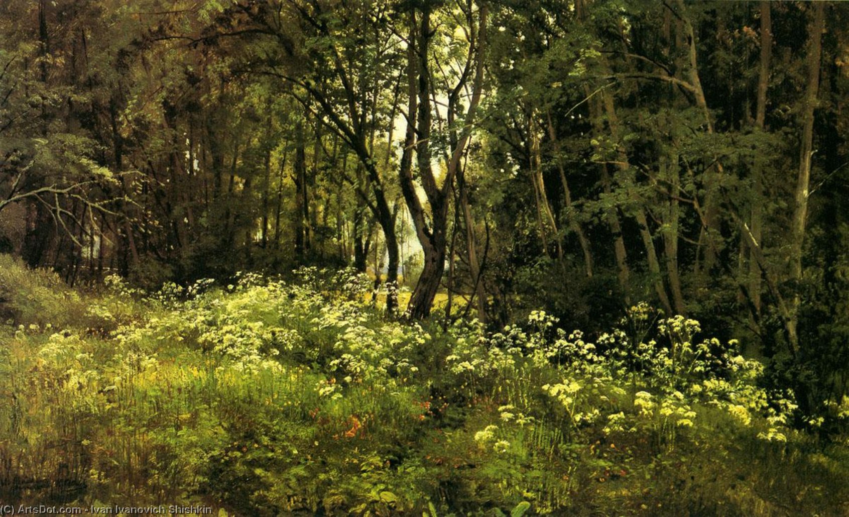 WikiOO.org - Encyclopedia of Fine Arts - Schilderen, Artwork Ivan Ivanovich Shishkin - Flowers on the forest edge