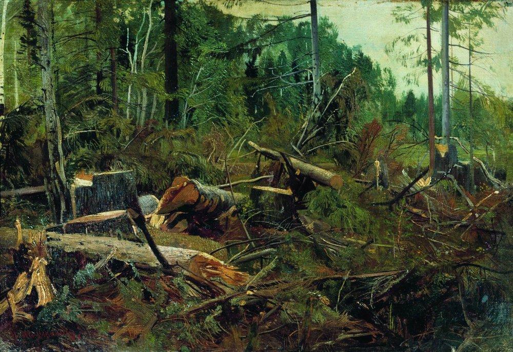 Wikioo.org - The Encyclopedia of Fine Arts - Painting, Artwork by Ivan Ivanovich Shishkin - Felling