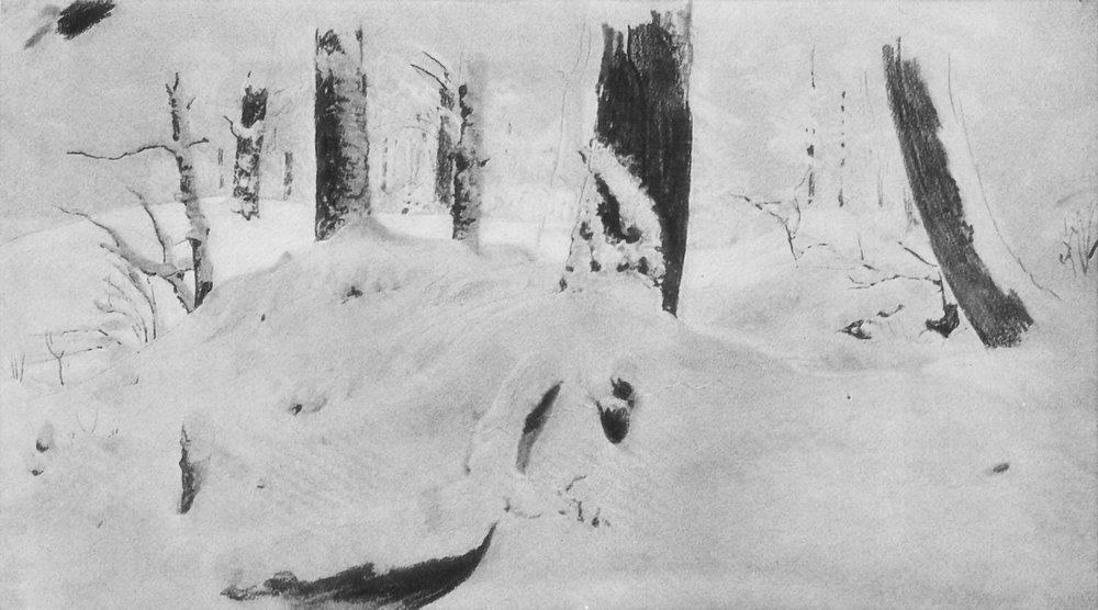 WikiOO.org – 美術百科全書 - 繪畫，作品 Ivan Ivanovich Shishkin - 森林  下 雪