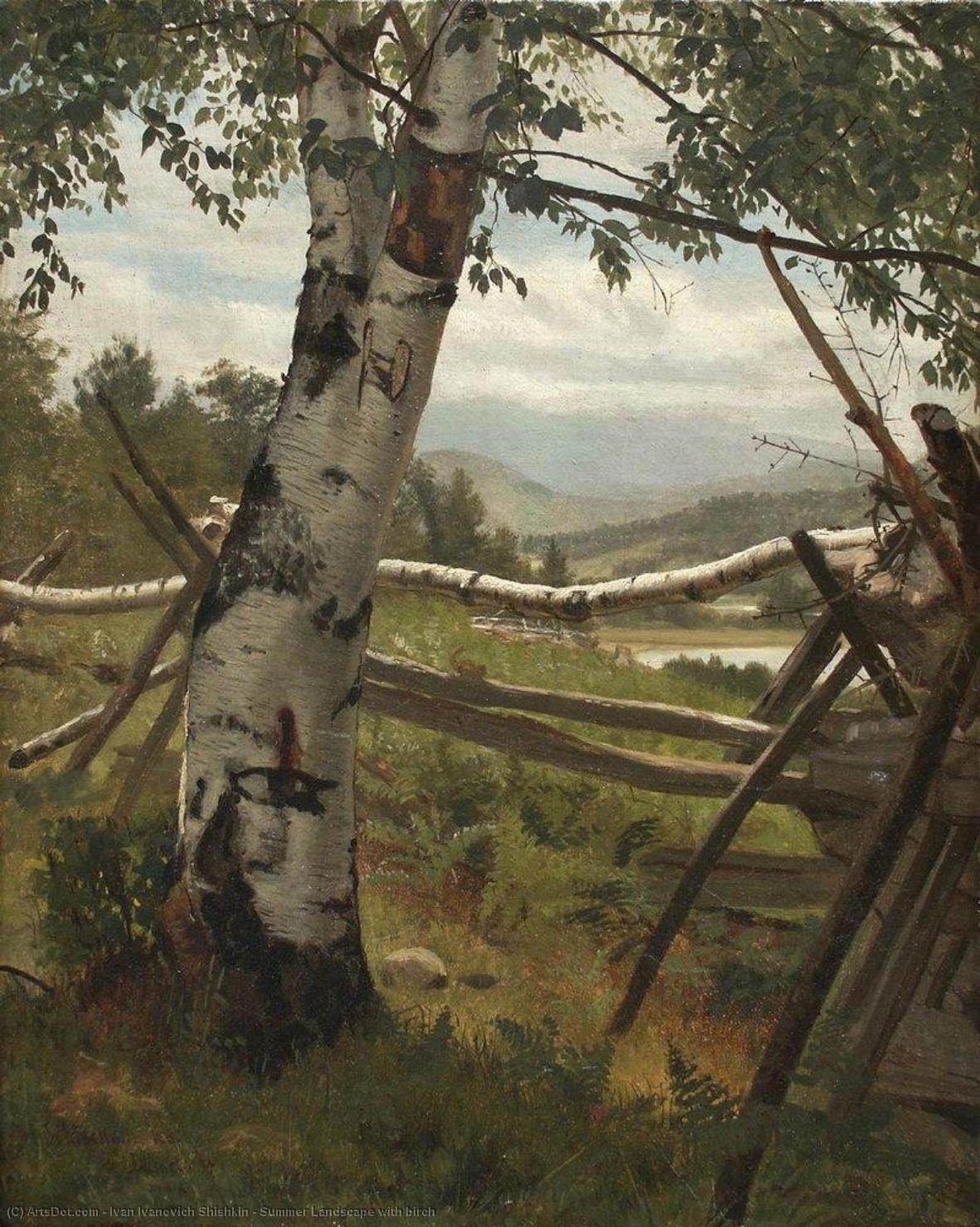 Wikioo.org - The Encyclopedia of Fine Arts - Painting, Artwork by Ivan Ivanovich Shishkin - Summer Landscape with birch
