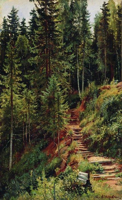 WikiOO.org – 美術百科全書 - 繪畫，作品 Ivan Ivanovich Shishkin -  的  路径  在 森林