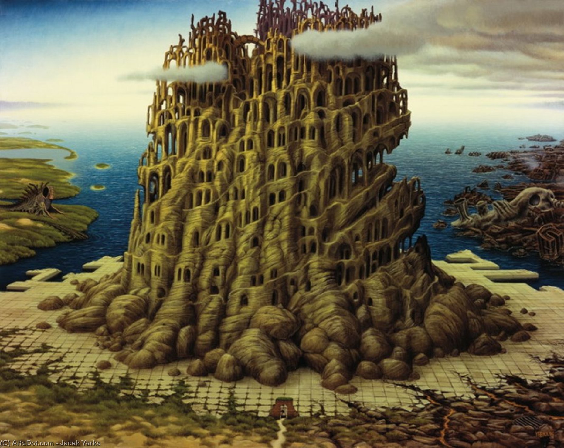 Wikioo.org - The Encyclopedia of Fine Arts - Painting, Artwork by Jacek Yerka - Triptych - the middle part