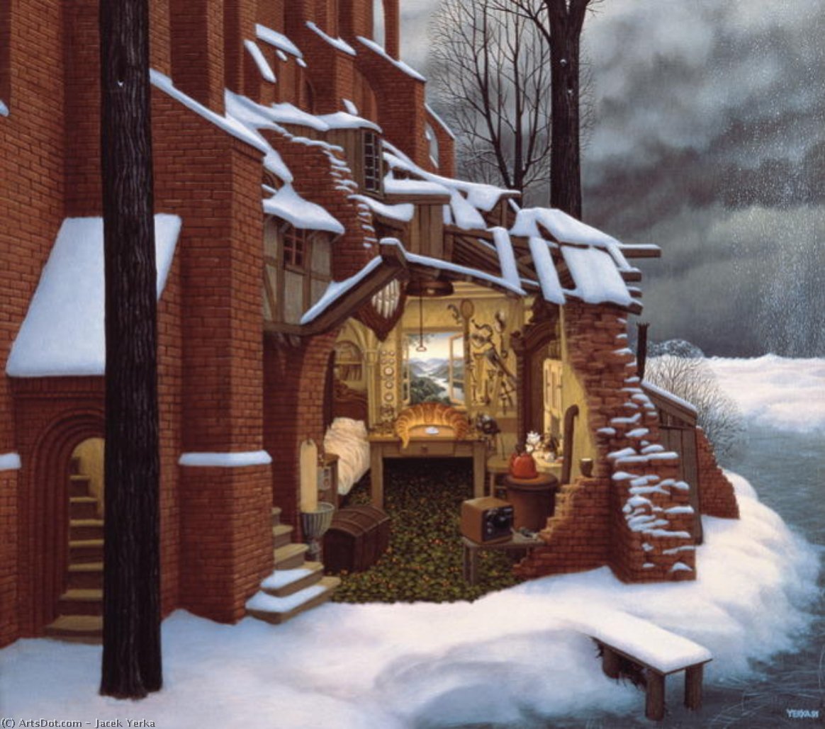 Wikioo.org - The Encyclopedia of Fine Arts - Painting, Artwork by Jacek Yerka - The snow is not permitted