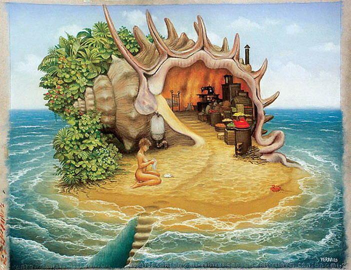 WikiOO.org - دایره المعارف هنرهای زیبا - نقاشی، آثار هنری Jacek Yerka - Deserted Island