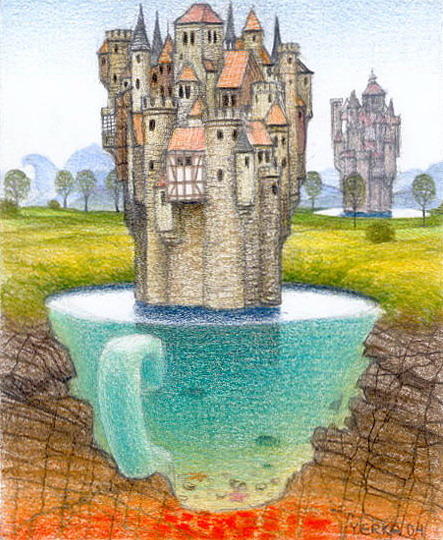 Wikioo.org - The Encyclopedia of Fine Arts - Painting, Artwork by Jacek Yerka - The Other Side of the Castle