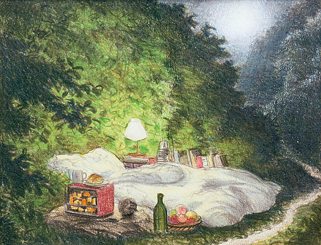WikiOO.org - Encyclopedia of Fine Arts - Lukisan, Artwork Jacek Yerka - Among the messages of Green