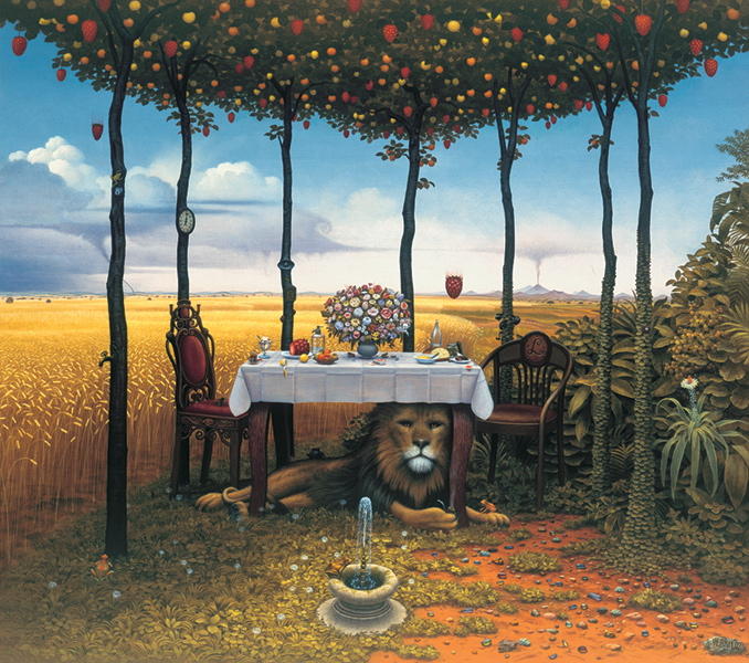 Wikioo.org - The Encyclopedia of Fine Arts - Painting, Artwork by Jacek Yerka - Lion afternoon