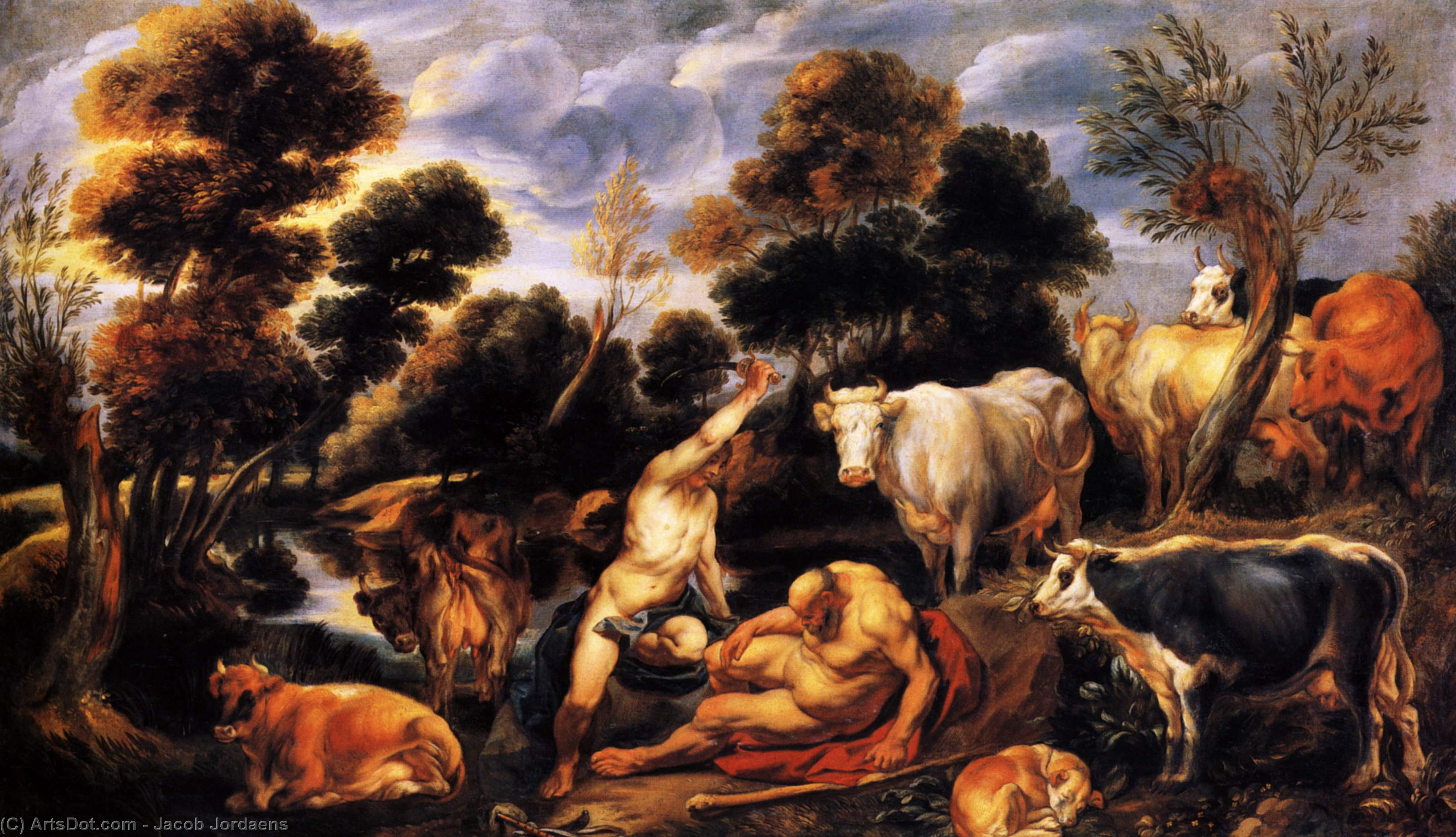WikiOO.org - Encyclopedia of Fine Arts - Maleri, Artwork Jacob Jordaens - Mercure killing Argos