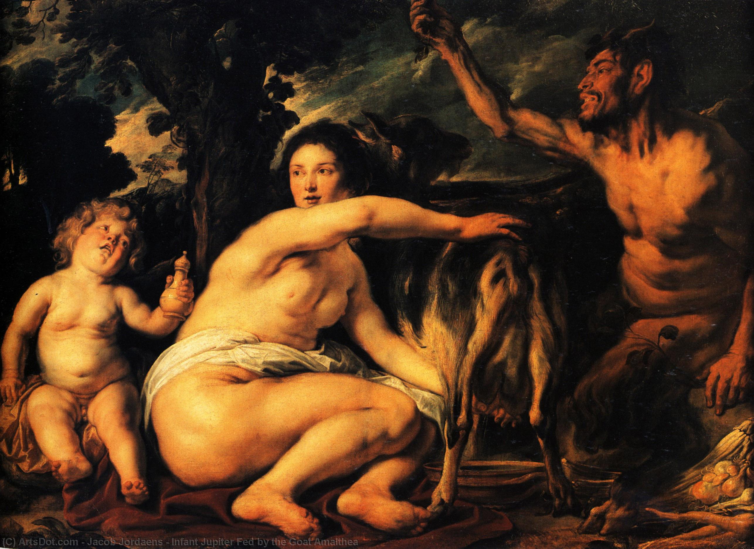 Wikioo.org - The Encyclopedia of Fine Arts - Painting, Artwork by Jacob Jordaens - Infant Jupiter Fed by the Goat Amalthea