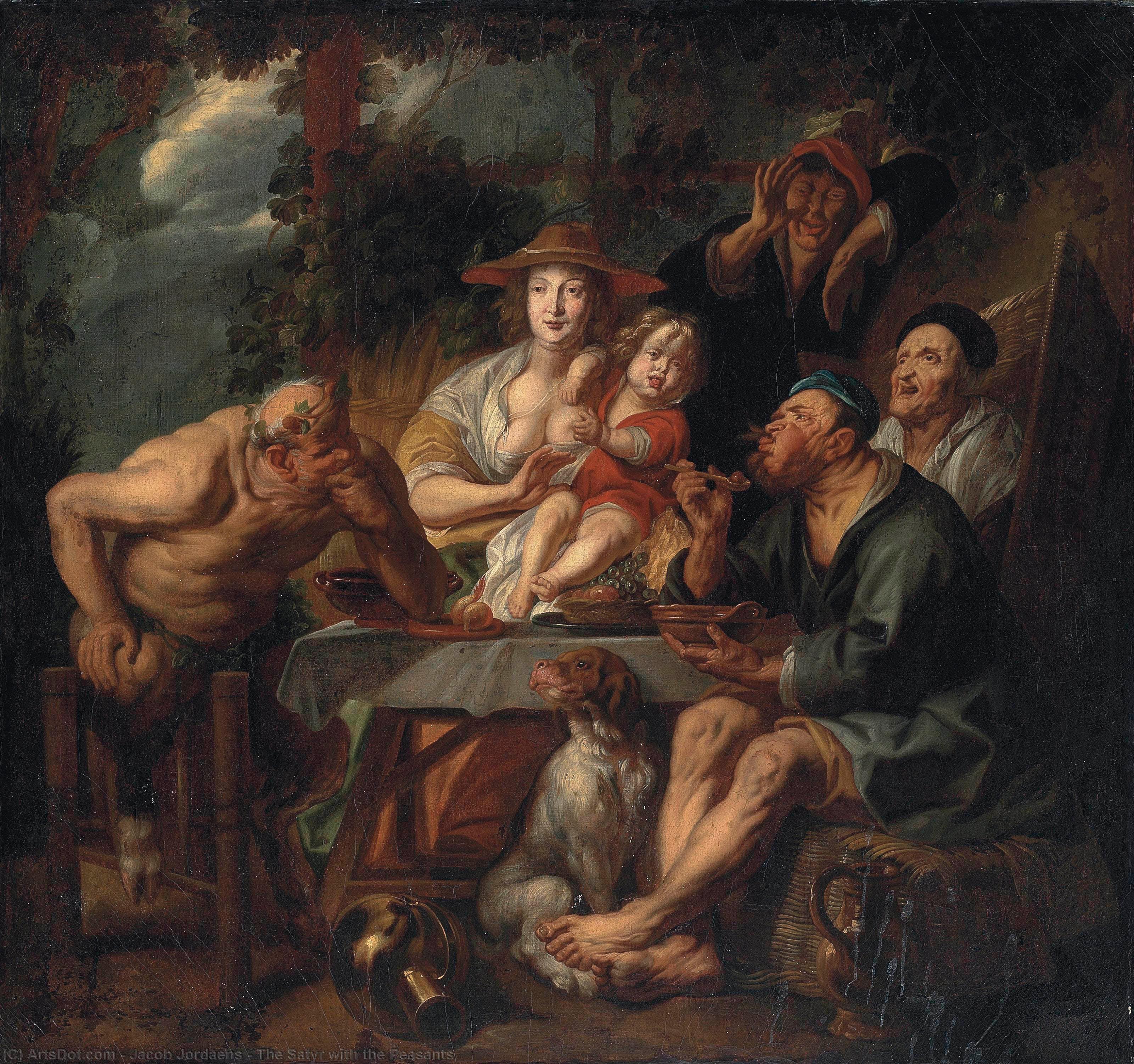 Wikioo.org - The Encyclopedia of Fine Arts - Painting, Artwork by Jacob Jordaens - The Satyr with the Peasants