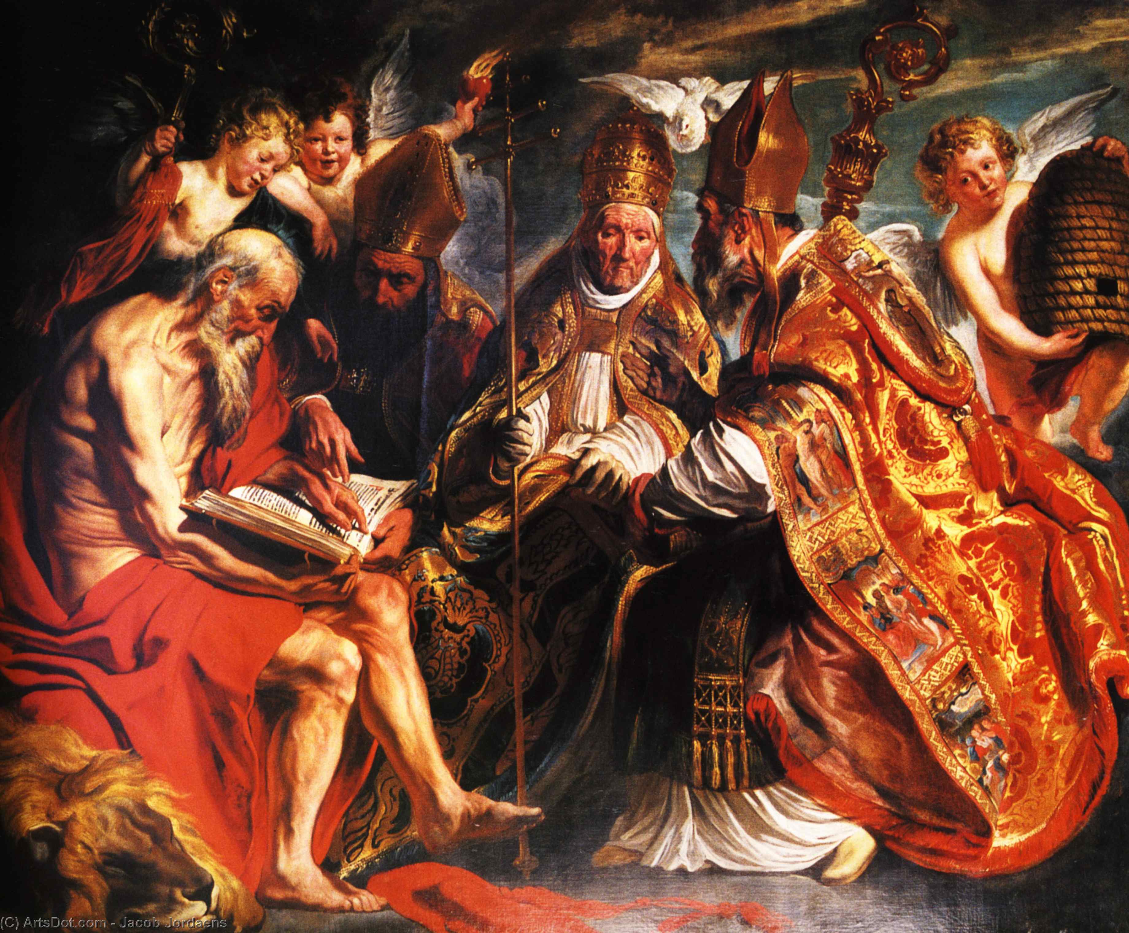 Wikioo.org - The Encyclopedia of Fine Arts - Painting, Artwork by Jacob Jordaens - The four Latin fathers of the Church