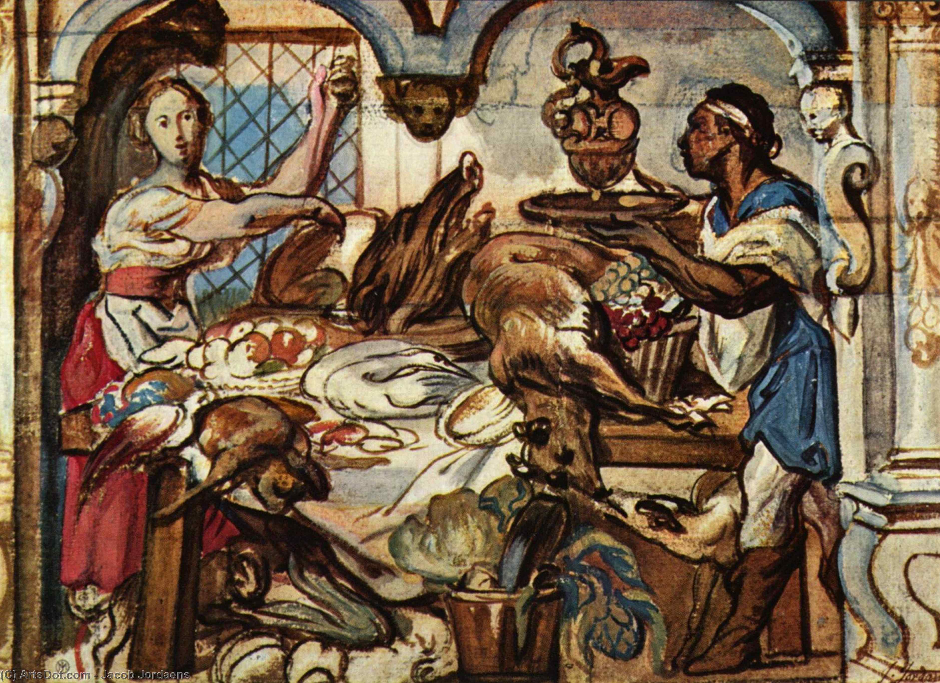 Wikioo.org - The Encyclopedia of Fine Arts - Painting, Artwork by Jacob Jordaens - Kitchen scene