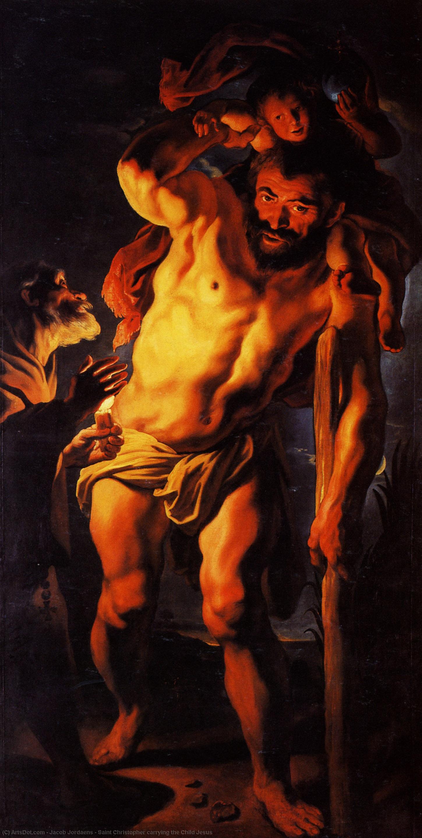 WikiOO.org - Enciclopédia das Belas Artes - Pintura, Arte por Jacob Jordaens - Saint Christopher carrying the Child Jesus