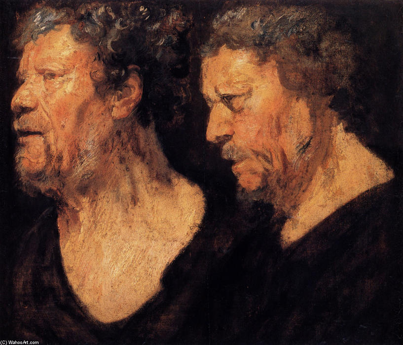 WikiOO.org - Encyclopedia of Fine Arts - Maľba, Artwork Jacob Jordaens - Two studies of the head of Abraham Grapheus