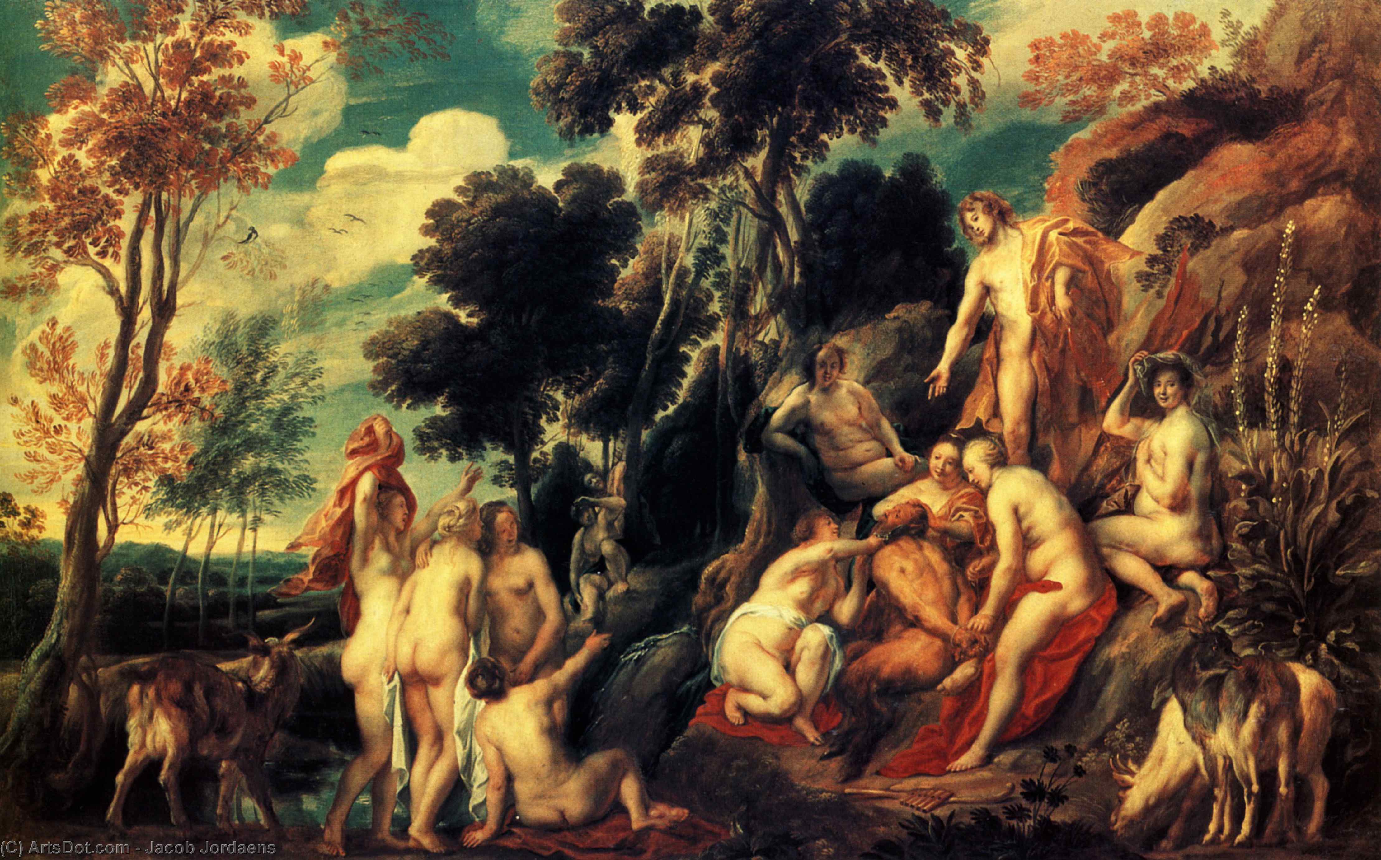 WikiOO.org - Enciclopédia das Belas Artes - Pintura, Arte por Jacob Jordaens - Pan punished by the Nymphs