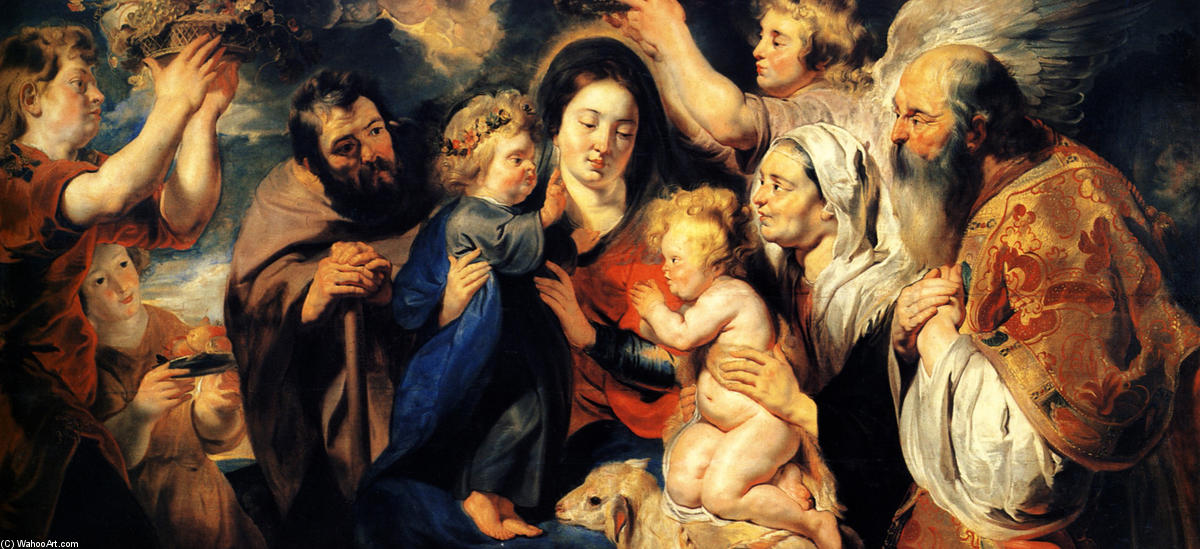Wikioo.org - The Encyclopedia of Fine Arts - Painting, Artwork by Jacob Jordaens - The Holy Family and child St. John the Baptist