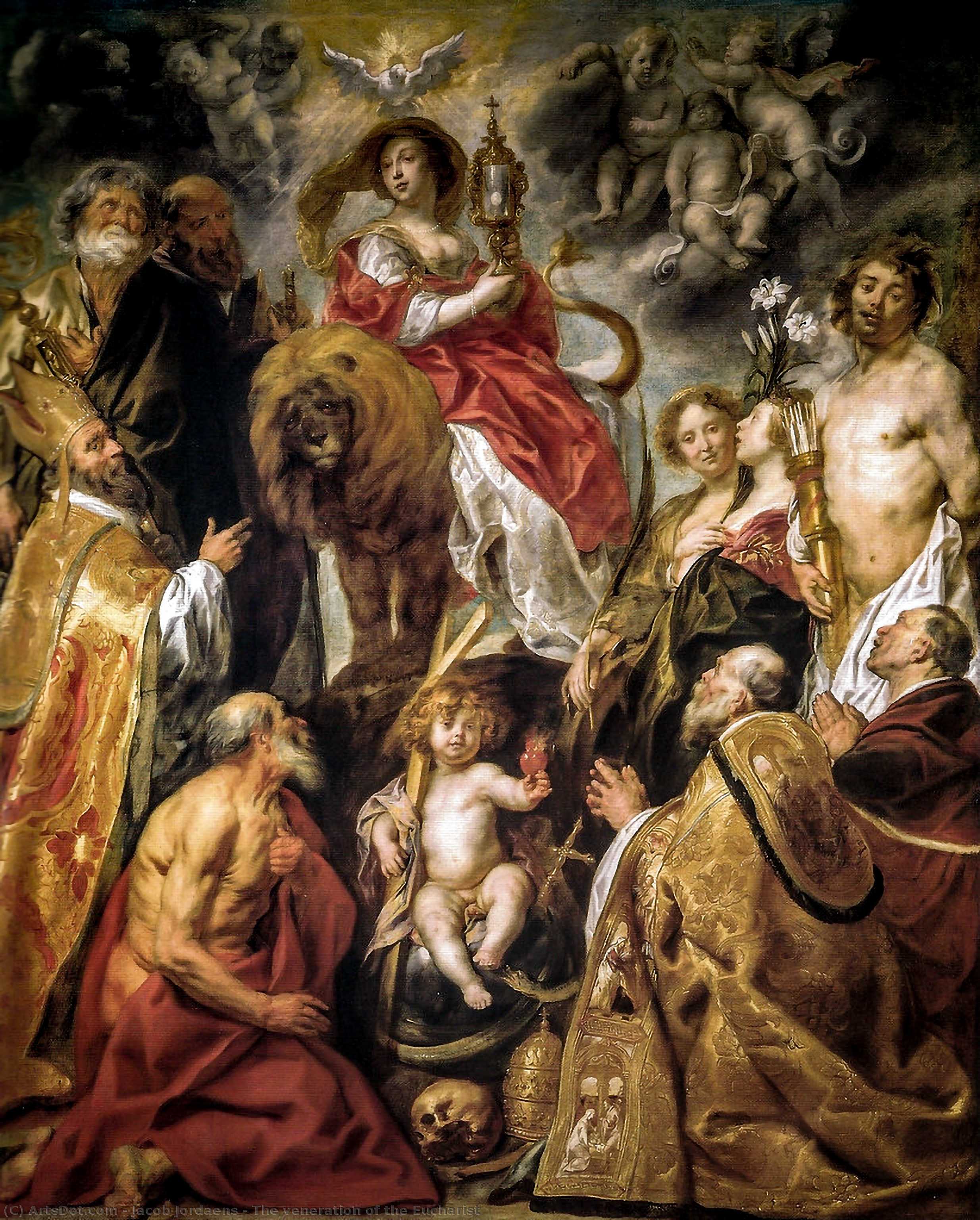 WikiOO.org - Encyclopedia of Fine Arts - Malba, Artwork Jacob Jordaens - The veneration of the Eucharist