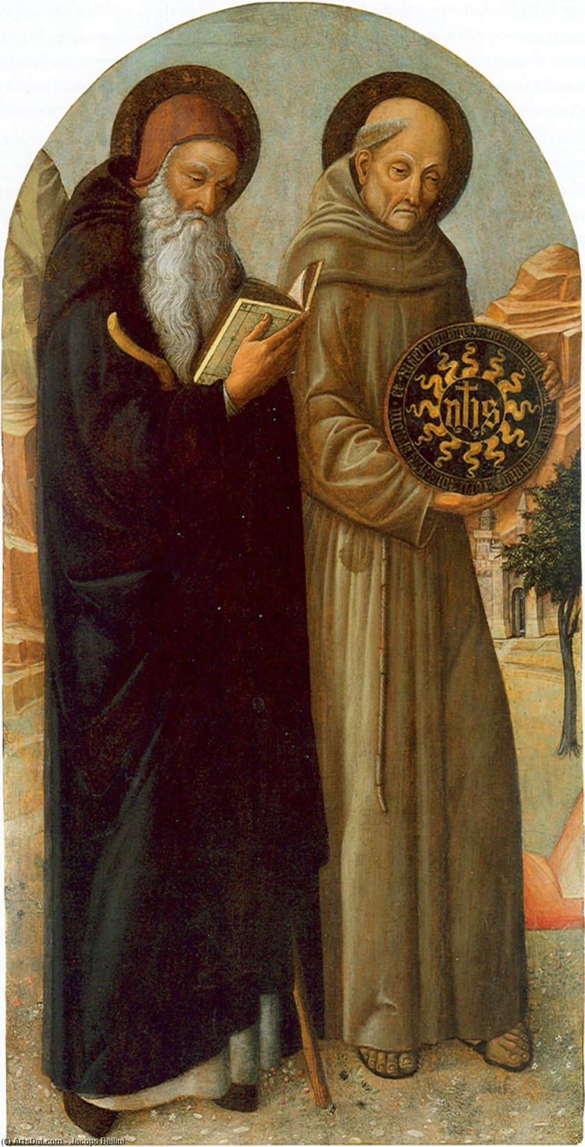 Wikioo.org - The Encyclopedia of Fine Arts - Painting, Artwork by Jacopo Bellini - Saint Anthony Abbot and Saint Bernardino da Siena