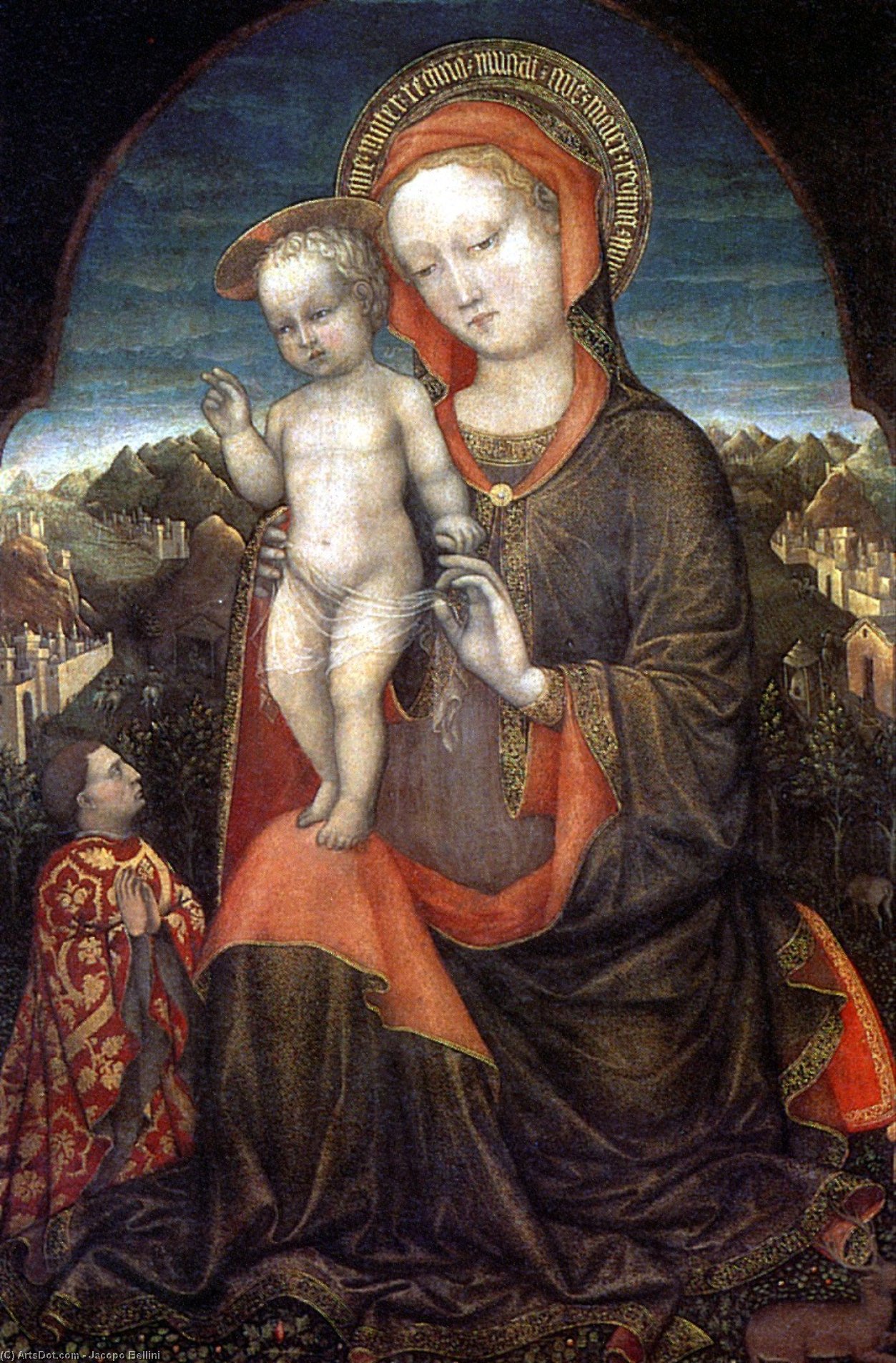 Wikioo.org - The Encyclopedia of Fine Arts - Painting, Artwork by Jacopo Bellini - The Madonna of Humility adored by Leonello d'Este