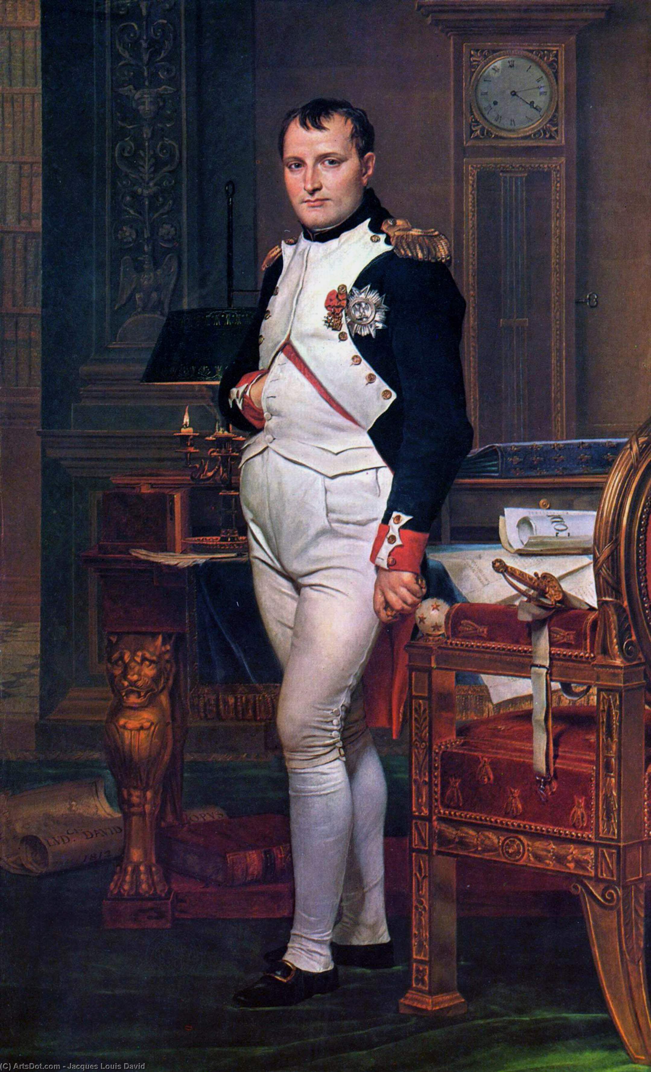 WikiOO.org - אנציקלופדיה לאמנויות יפות - ציור, יצירות אמנות Jacques Louis David - Napoleon Bonaparte in his Study at the Tuileries