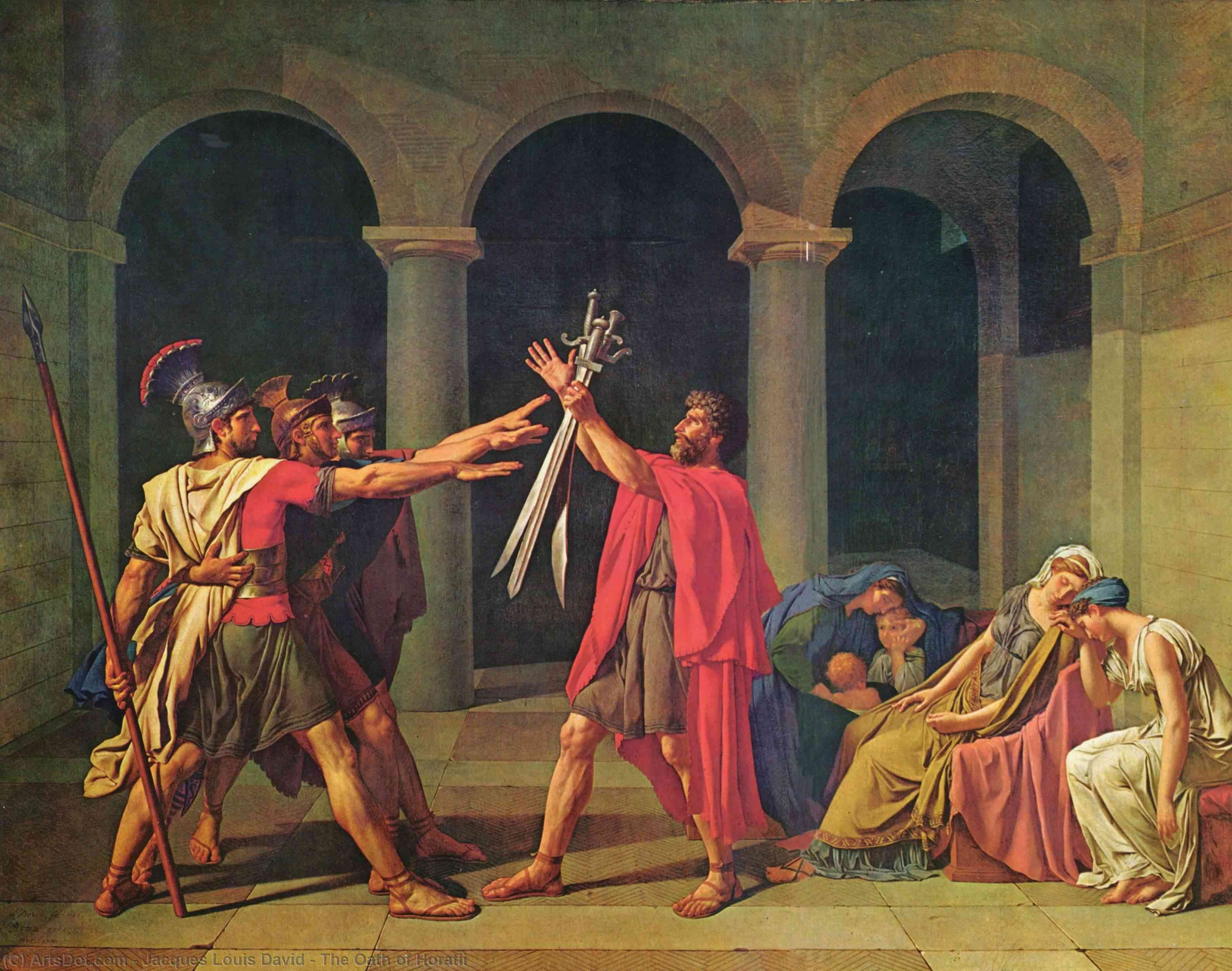 Wikioo.org - The Encyclopedia of Fine Arts - Painting, Artwork by Jacques Louis David - The Oath of Horatii