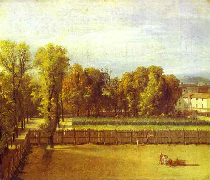 Wikioo.org - The Encyclopedia of Fine Arts - Painting, Artwork by Jacques Louis David - View of the Luxembourg Gardens in Paris