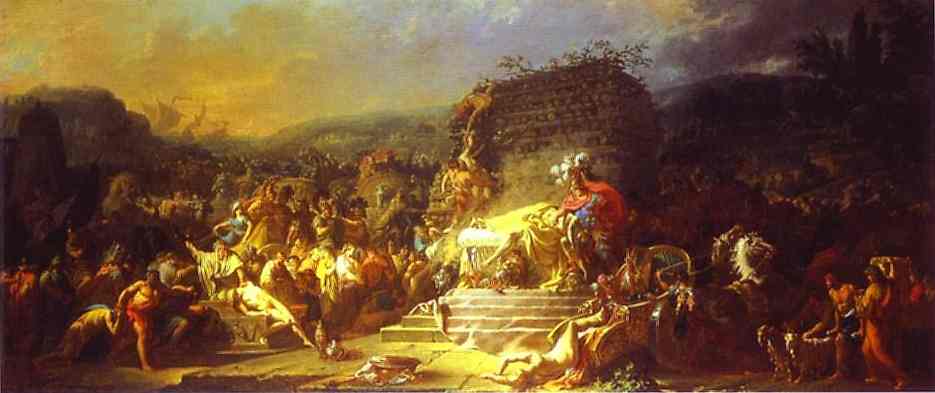 Wikioo.org – La Enciclopedia de las Bellas Artes - Pintura, Obras de arte de Jacques Louis David - El funeral de Patroclo